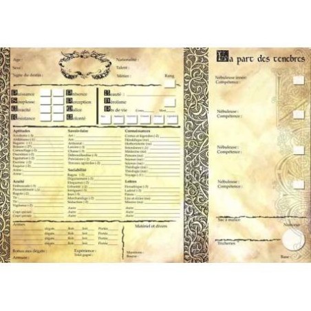 Feuille de personnage SHADE