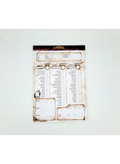 BLOC NOTE 50 fiches de personnages vierges - Sup. ANTIKA 2